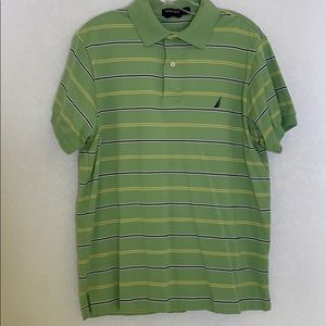 Men’s Nautical Green Striped Polo SZ XS